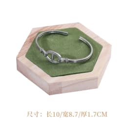 Solid Wood Green Velvet Jewelry Display Stand for Ring Stud Necklace Pendant Bracelet Storage and Display Rack
