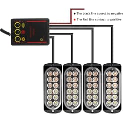 4 in 1 LED Warning Strobe Light 12V 24V Amber Car Grille Emergency Flash Signal Lamps Auto Stroboscope for Truck Offroad SUV
