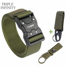 Quick Release Pluggable Metal Buckle Canvas Tactical Belt For Drilled Tough Nylon Belt For Men Durable Webbing Belts Training