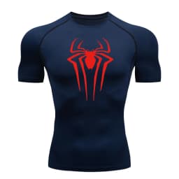 Spider Print Compression Shirts for Men Summer Short Sleeve Rash Guard Gym Workout Tshirt Athletic Quick Dry Undershirts Tops