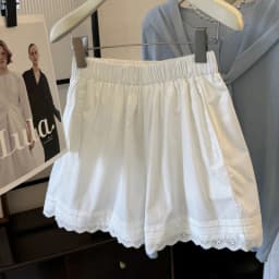 White Lace Patchwork Shorts for Women Summer Loose Casual Bloomer Shorts High Waist All-Match Female Wide Leg Shorts New
