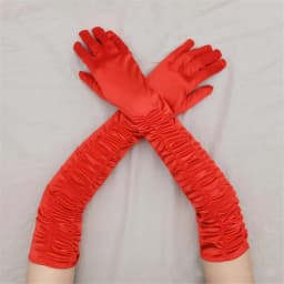Women Long Solid folds Satin Soft Multicolor Ceremonial Gloves Dance Performance Elasticity Retro Style Opera