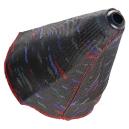 Le Mans Confetti JDM Bride Style Hyper Fabric Shifter Boot Racing Gear Shift Knob Cover Collars With Red Stitching