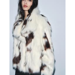 Winter New Women's Long Sleeve Collar Printed Artificial Fur Effect Jacket Casual Style Short Length Fashion Ladies Coat