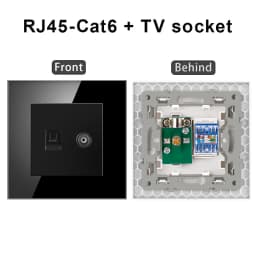 Cat6 rj45 wall socket network socket with TV wall data double socket telephone crystal glass panel rj45 network socket computer