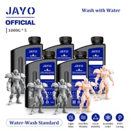 JAYO Water Washable 3D Resin 5pcs/set 3D Printer Resin 405nm UV Standard Rapid Photopolymer Resin for LCD/DLP/SLA 3D Printer