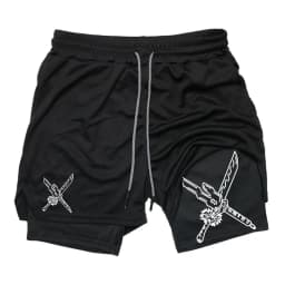 Solo Leveling Print 2in1 Running Workout Shorts for Men Gym Performance Compression Shorts with Phone Loop Athletic Activewear