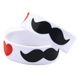 1 PC I Love Moustache Silicone Wristband 1 Inch Wide Mustache Bracelets