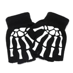 Skull Punk Gloves Black Neutral Half Finger Ghost Claw Knitted Gloves Exposed Finger Spot Nightlight Fingerless Elastic Gloves