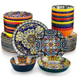 Vancasso 12/16/18/24 Piece Ceramic Dinnerware Set Stoneware Bohemian Style with Dinner/Dessert Plate/Cereal/Pasta Bowl For 6