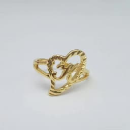 Duoying Custom Initial Rings Personality Hip-Hop Ring Heart Rings Letter Ring Heart Shape Gifts For Mom Gift