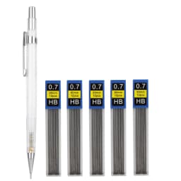 Transparent Mechanical Pencil Set 0.3, 0.5, 0.7 0.9mm with HB Lead Refills for Sketching Art Drawing Painting Automatic Pencils