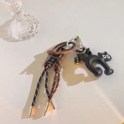 Classic Cute PU Leather Cat Shape Keychain Pendant Lovely Car Key Ring Bag Charm Phone Accessory Trinket