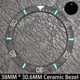 Sloping 38mm * 30.6mm Ceramic/Aluminum Blue Luminous Bezel GMT and Diving Watch Insert Fit for 40mm Watch Case Replacement Watch