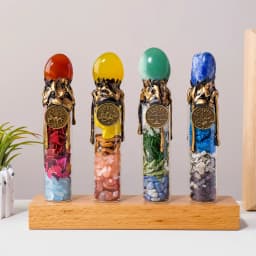 1PC Natural Crystal Zodiac Wishing Bottle, Magic Energy Healing Stone Drifting Bottle with Raw Stones, Spiritual Divination Reik