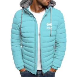 Men's winter cotton jacket with Ecko Ultra rhinoceros print logo High neck design, zipper closure, Kuaixi street style, casual a