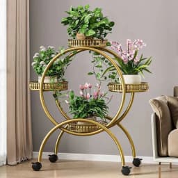 Floor Standing Mobile Plant Rack with Wheels Epipremnum Pot Stand Iron Multi-Layer Balcony Flower Shelf Storage Organizer