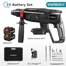 YOFIDRA 26mm Brushless Electric Hammer Drill Cordless Multifunctional Impact Drill Power Tools For Makita 18V Battery Pin