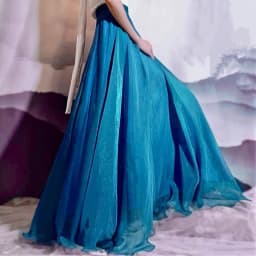 720 Degrees Gold Silk Chiffon 8 Meters Full Skirt Women's Beach Holiday High-Waisted Slim Summer Bright Silk Chiffon Dance Skirt