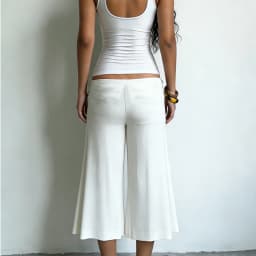 Low Waist Bell Bottom Seven Inch Pants for Women Simple Style Metal Buckle Pleated Pure Color Summer New Arrival Comfortable ...