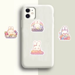 50PCS Rainbow Rabbit Stickers Cartoon Exquisite Handbooks Material Phone Cases Laptop Suitcases Water Cups Waterproof Stickers