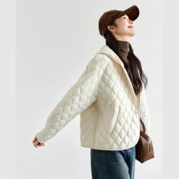VIMLY Women's Beige Quilted Puffer Jackets Casual Long Sleeve Short Hooded Parkas Loose Pocket Coats 2026 Winter Clothes M9530