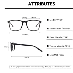 TR90 Men Ultralight Square Prescription Eyeglasses Classic Rectangular Optical Glasses Anti Blue Light Progressive Lenses Spring