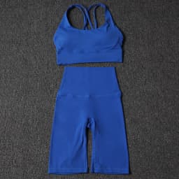 Nylon Yoga Set Gym Two Piece Sets Womens Bra Top Women Cycling Shorts Sport Fitness Sportswear 45 Colors Womens Clothing