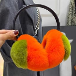 Genuine Rex Rabbit Fur Earmuff for Women, Earlap Cap, Warm Earmuff, Fluffy Pompoms, Real Fur, Natural, Lady Fashion, Winter
