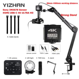 Yizhan 2K/4K HD Digital Microscope For Soldering HDMI USB VGA Camera 215X 180X 150X 130X Zoom Lens IMX415 IMX327 IMX678 Sensor