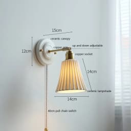 IWHD White Ceramic LED Wall Light Fixtures Copper Arm Socket Bedroom Living Room Beside Lamp Modern Wandlamp Applique Murale
