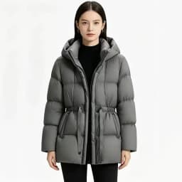 Schinteon Women White Down Jacket with Hood Solid Color Thick Warm Autumn Winter Outwear Parka Drawstring Coat 2026 New Fashion