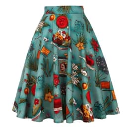 Small Red Polka Dot Cotton Womens Sexy Midi Summer Skirt Pin Up  High Waist Retro Vintage Rockabilly 50s Women Skirt