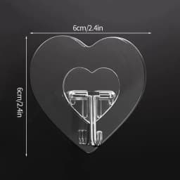 Heart Shape Transparent Hooks Non Punching Plastic Love Hangers Holder Self Adhesive Key Towel Multi-Purpose Hooks Storage Rack