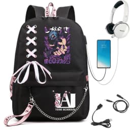 My Hero Academia Anime Print Student Backpack with Webbing Straps Girls School Bag Lightweight Casual Daypack