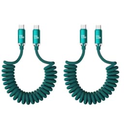 NNBILI 1-2PCS 120W Car USBA to USB C Fast Charging For Samsung S26 Xiaomi Huawei USBC To USB C Spring Cable For iPhone 18 17