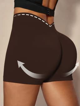 Women Gym V Back Shorts Athletic Butt Lifting Workout Biker Solid Yoga Pants Leggins Sports Fitness Scrunch Short Tights