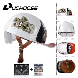 Uchoose Summer Motorcycle Casque DS Baseball Cap Helmet Retro Helmets Vintage Open Face Scooter Cruiser Chopper Gangster