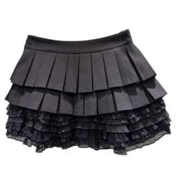 DEAT 2025 Autumn New Sweet Style Lace Patchwork Pleated Skirt For Women Casual Solid Color Cake Skirts Female Trendy 11A06220
