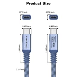 UGOURD Thunderbolt 5 USB4 Gen4 Cable 90 Degree Right Angle Elbow 80Gbps 16K Braided USB‑C to C 240W Fast Charging Cable For EGPU