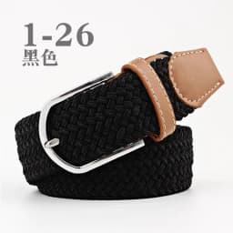 3.3x107cm Solid Color Elastic Braided Belt Casual Men's Women's Belt Stretch Canvas Pin Buckle Waistband