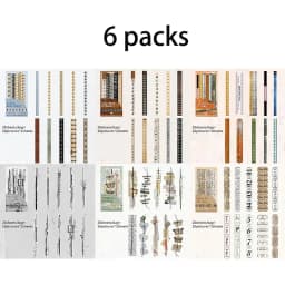 Mr.Paper 20Pcs Double Pack Long Strip Stickers Time Stitch Series Retro Journal Scrapbook Collage Decorative Craft Supplies