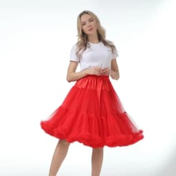 Skirt Length 55cm Women Tutu Skirt Solid Fluffy Tulle Princess Ball Gown Pettiskirt Ladys Ballet Party Performance Dress PP008
