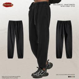 ZODF Retro Autumn Winter Men Batik Washed Cotton Sweatpants Unisex Loose Heavy Weight 420gsm Solid Joggers Pants HY0666