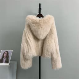 2026 New Winter Ice Cream Color Real Fur Coat Natural Fox Fur Knitting Craft Coat With Hooded Fashion Sweet Beauty Women Coat