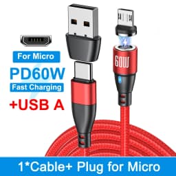 AUFU 60W Magnetic USB Cable Fast Charging USBC To Type C Micro Magnetic Data Cord For Macbook Samsung Xiaomi Magnet Charger Wire