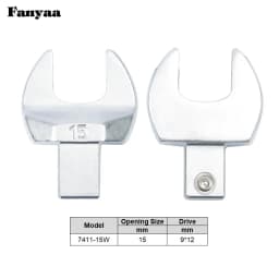Fanyaa Square Drive 9x12 Open End Wrench Interchangeable Torque Head, Individual Crowfoot Wrench Full Polish 7-19mm