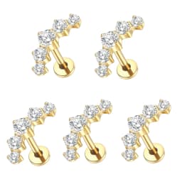 1/5PCS Titanium 16G 5 CZ Labret Lip Rings Crystal Cluster Ear Cartilage Tragus Helix Daith Conch Earring Piercings Jewelry