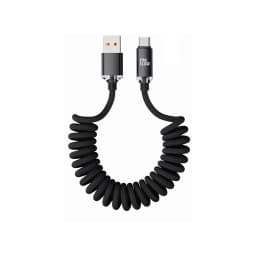 NNBILI 1-2PCS 120W Car USBA to USB C Fast Charging For Samsung S26 Xiaomi Huawei USBC To USB C Spring Cable For iPhone 18 17