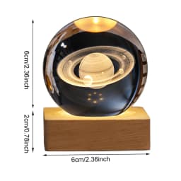 Unique 3D Crystal Ball Night Light Led Lamp Bedside Table Glowing Galaxy Lamp Saturn Planets Moon Children Christmas Gift Toy